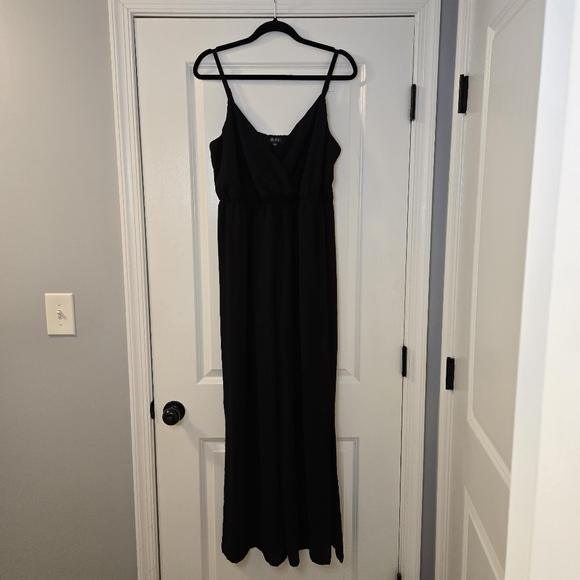Lily Rose Black Jumpsuit With Cinch Waist Size L No Belt - Picture 1 of 14